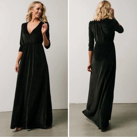 NWT Baltic Born Black Sofia Velvet Maxi Dress Size Extra Small - Picture 1 of 16